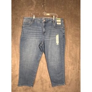 Terra & Sky Womens 22W Petite High Rise Straight Leg Jeans Light Wash Denim NEW